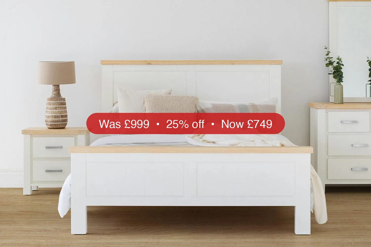 Cotswold Bed Frame | King | 5ft | White/Natural – 25% Off