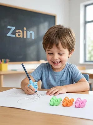 الممسكات الإرغونومية لل أقلام ZAIN – أداة تصحيح وضعية الكتابة للاطفال (ألوان عشوائية)