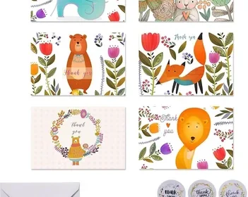 بطاقات شكر أباتي، 24 عبوة مع عناوين وملصقات، تصاميم حيوانات متنوعة بطاقات تهنئة داخلية فارغة، أفضل صفقة in Saudi Arabia