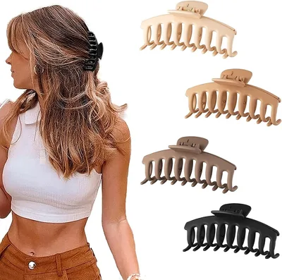 مشابك شعر كبيرة بتصميم مخالب من ToolHouse للنساء – عبوة من 4 قطع بقوة مثبت عالية، مصممة للشعر السميك، والكعكات على ظهر الرأس