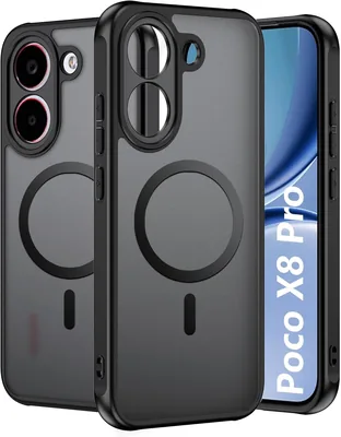 مغناطيس لـ هاتف POCO X8 Pro (توافق مع Mag-Safe)، غلاف رفيع شفاف مقاوم للصدمات ضد البصمات