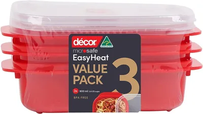 Decor Microsafe Oblong Storage Container Pack of 3, 900ml in New Zealand