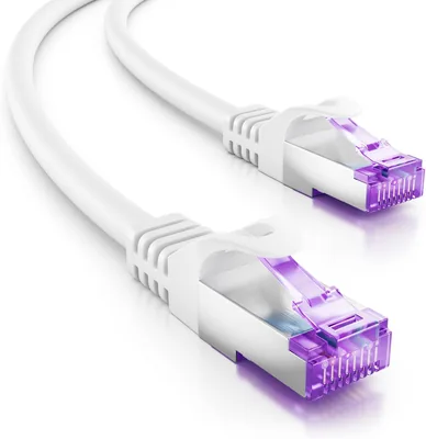 deleyCON CAT7 Patchkabel – S-FTP PIMF, Weiß | Ethernetkabel aus Kupfer für schnelles LAN, DSL, Switch, Modem