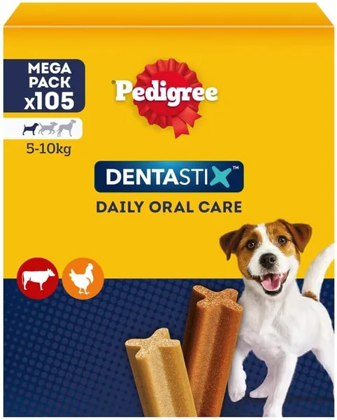 Dentastix Orali per Cani di Piccola Taglia, 105 Pezzi Totali (15 Confezioni da 7 Pezzi)