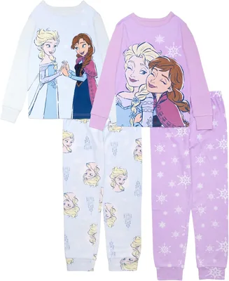Disney 4-Pieza Conjunto de Pijamas de Algodón Ajustado, Suave y Lindo para Niñas Juego de pijama