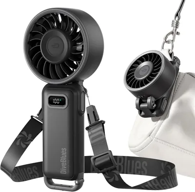 Diveblues Handheld Fan Akku wiederaufladbar – 100 Stunden Mini-Lüfter starker Luftstrom mit Turbo-Technologie 4-in-1 Tragbarer Fächer
