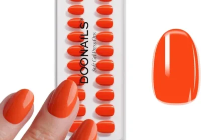 DOONAILS® Sommerkollektion - Soft-Gel Press-on-Nägel Set 30 Dolce Vita - Runde Kurzform in Reicher Orange - Kleber-Nägel, Voll in Finland
