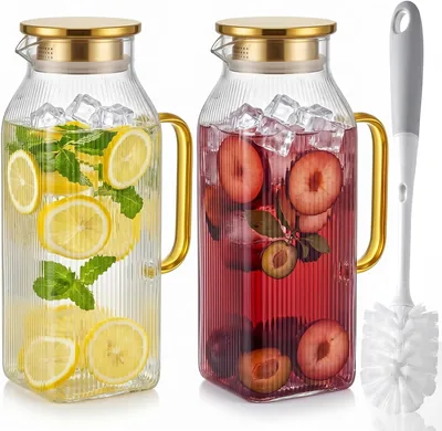 Doubleggs 2 Pack Glass Pitchers with Lid – Best Deal