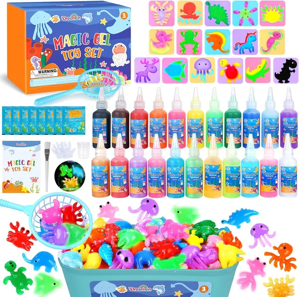 Dreamon Aqua Gelz Set, Kit de Gel Mágico 3D DIY con 22 Colores y 16 Formas, Juguete Creativo para 3 Años