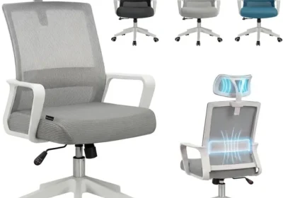 Duehome Ergonómica Silla de Oficina, Modelo Dafne, Gris y Blanco, 21% de Descuento in Spain