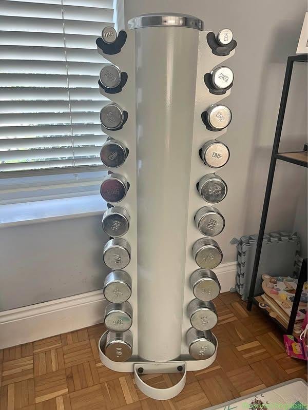 Dumbells and weight rack