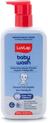 लवलैप बेबी वॉश – 600ml, मिल्क प्रोटीन, ओट मील, शिया बटर और विटामिन ई, साबुन मुक्त, बेबी बाथ के लिए