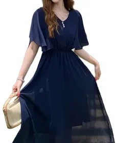 Free ad: コレカ 女性用 Vネック ドレス、大花柄、ミディアム丈、フリル袖、ゴムわすれ、リゾートスタイル、チフー - Best Deal in Japan. コレカ 女性用 Vネック ドレス、大花柄、ミディアム丈、フリル袖、ゴムわすれ、リゾートスタイル、チフー - Best Deal in Japan