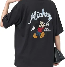 ディズニー Tシャツ レディース メンズ 短袖 夏 ミッキーティー ルーズ サガラ刺繍 オーバサイズ 1点 in Japan