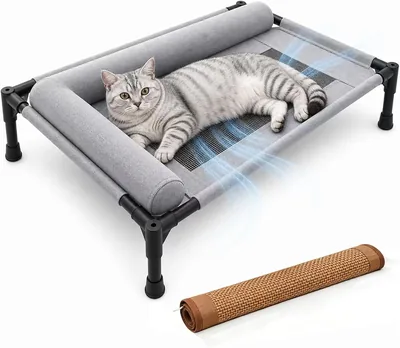 ホームペットベッド 夏用 高床型 猫・小型犬用 メッシュ 枕付き クーリング