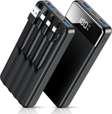 モバイルバッテリー 大容量 56,800mAh 4ケーブル内蔵 同時5デバイス充電 高速充電