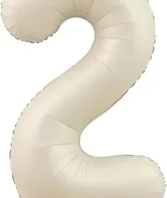 数字風船 32インチ（約70cm） クリーム色 ベージュ ストロー付 誕生日 パーティー用 フォト撮影 in Japan