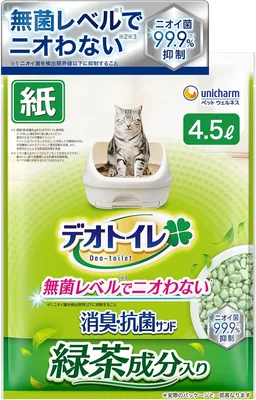 消臭効果は抗菌レベル、燃焼可能な天然素材　デオトイレ 緑茶成分 デオドorant 抗菌サンド 4.5