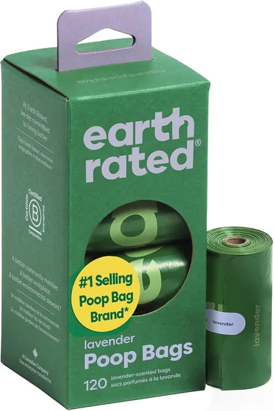 Earth Rated Hundskottbager, Lekkefritt och Extra Tyckt Afslutningsväska för Hunde, Lavendrafragrance, 120 Stk
