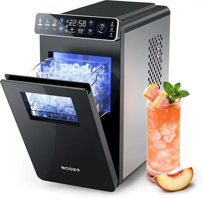 Ecozy Kleines Eiswürfelmaschine, Portabel und Kompakt mit Farbdisplay, 24-Stunden-Timer, 12 kg/24 Stunden, Eiswürfel in 6 Minuten – Best Deal