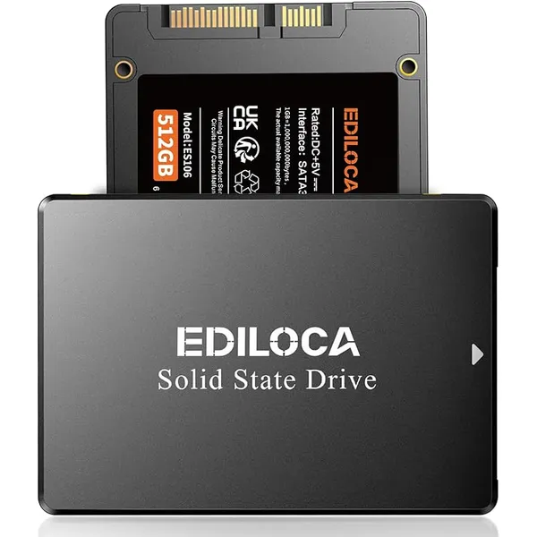 Ediloca 512GB SSD, Internal Solid State Drives, 2.5" SATA SSD 512GB, Up to 540MB/s, 3D NAND TLC, Compatible with Laptop & PC Desktop(ES106 Black)