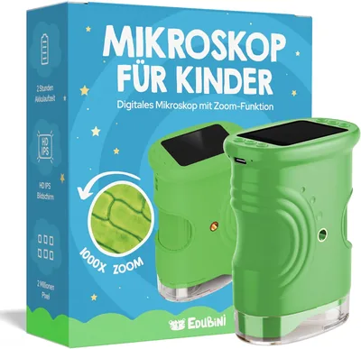 Edubini Digital Mikroskop für Kinder [1000x Vergrößerung] – Taschenmikroskop für Garten, Wald & Experimente – 27% Rabatt
