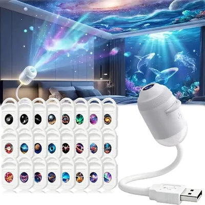 Eeiiey HD Smart Dynamisches 5D Holografisches Nachtlicht Projektor | 360 Mini Ozean-Galaxie Traumprojektor | Sternenhimmel Projektion Best Deal