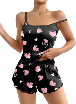 Ekouaer Women’s Short Pyjama Set, Sleeveless Leisure Suit, Ruffle Sleepwear, Spaghetti Straps, S-XXL Best Deal