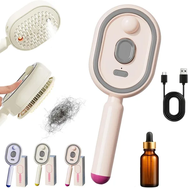 Elektryczna szczotka do włosów z parą, Masażująca Szczotka Detanglująca 2026 do Kontroli Pęset, Antystatyczna & Nawilżająca Włosy – S