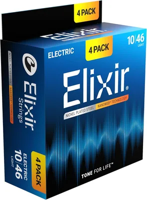Elixir Cuerdas NANOWEB para guitarra eléctrica, .010-.046, 4 unidades, 25% de descuento