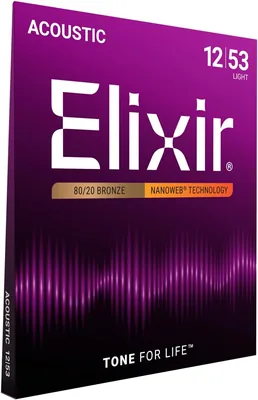 Elixir Strings 80/20 Bronze NANOWEB Acoustic Guitar Strings Best Deal