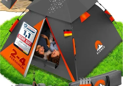 Eloneo Pop-Up Zelt - Extra wasserdicht & stabil | Schnelle Aufbau & Demontage in 45 Sekunden | 4 Personen | 3 Personen in Denmark