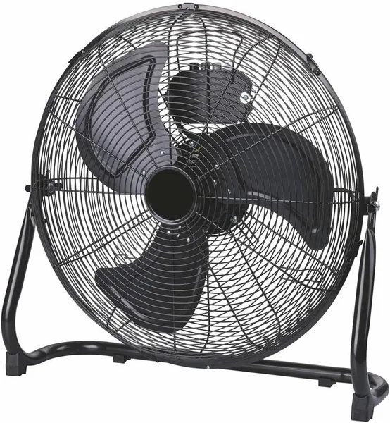 EMPOTEC Ventilatore con Supporto da Pavimento 50 cm a 3 Velocità in Metallo Laminato in Acciaio con Inclinazione 100 W Potente e Facile da Trasportare (Nero)