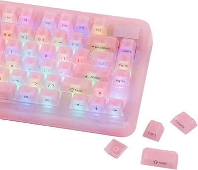 EPOMAKER Frost Jelly Keycaps Set – 126 Keys Carbon Fiber, Cherry Profile