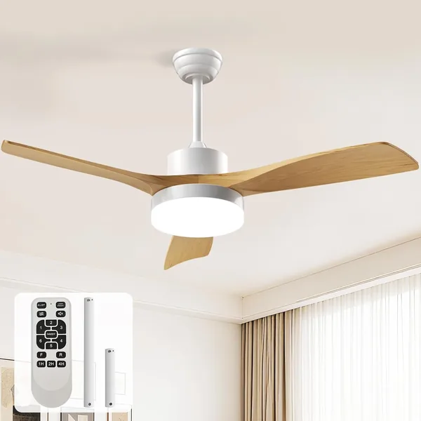 EppieBasic Ventilateur de Plafond avec Lumière pour Chambre à Coucher: Ventilateur LED 132 cm 3000LM – Moteur DC Silencieux avec Télécommande – 6 Vitesses, 3 B
