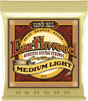 Ernie Ball Earthwood Light 80/20 Corde de guitare acoustique, Bronze – 12-54