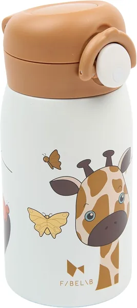 Fabelab Kinder Trinkflasche, 320 ml, BPA-frei, School-lecksicher, Giraffe, Edelstahl