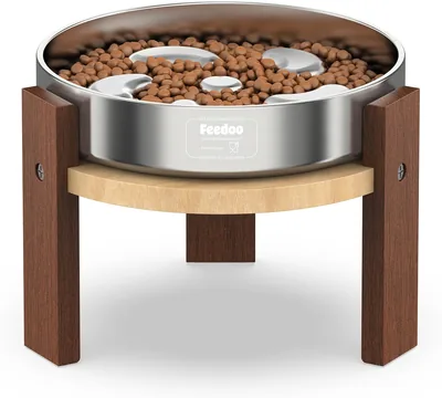 Feedoo Elevated Dog Bowl Stand, 6 Inch Height for Small & Medium Dogs, Slow Feeder