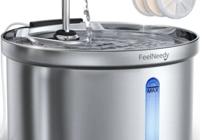 Feelneedy Stainless Steel Katwaterfontein 3.5L Stilte Katwaterfontein met Kraan, 3 Filters en USB-lading, Automatisch Kat in Netherlands