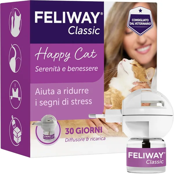 Feliway Classic Starter Kit – Diffusore di Feromoni Calmante per Gatti, 48ml – Riduce i Segni di Stress nei Gatti