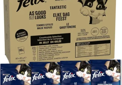 FELIX Le Ghiottonerie Wet Food per Gatti Adulti, Snack in Gelatina con Manzo, Pollo, Anatra e Agnello, 80 x 85 g in Italy