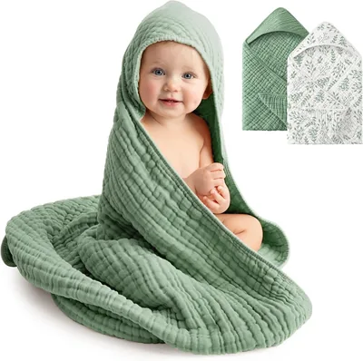 FIEMOL Muslin Hooded Baby Towels 2 Pack Best Deal