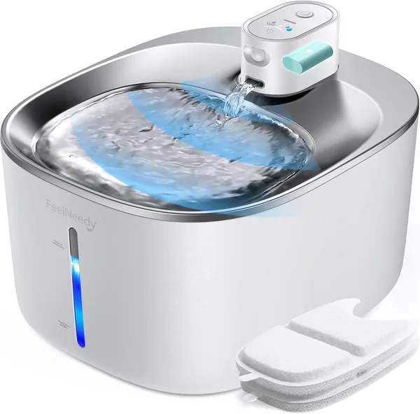 Fontana para Gatos FEELNEEDY sin Batería con Sensor de Movimiento, 4L Fuente de Agua Fría para Gatos con Batería Recargable de 4000mAh – 32% de Descuento
