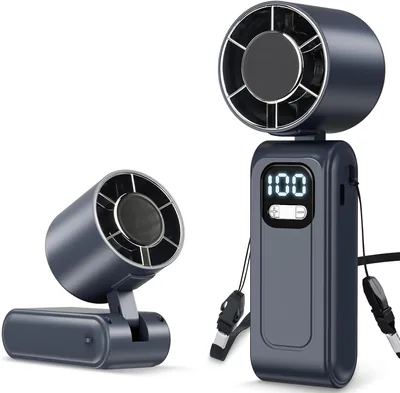 Foumteex Tragbarer Handventilator 3-in-1, Super-Turbo-Ventilator mit 16000 U/min, 5000 mAh wiederaufladbare Batterie, 5 Windstufen und kontinuierlichem Betrieb