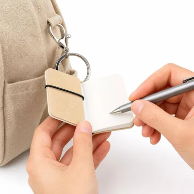 free ads Mini PU Leather Notebook with Keychain – Retro Pocket Journal