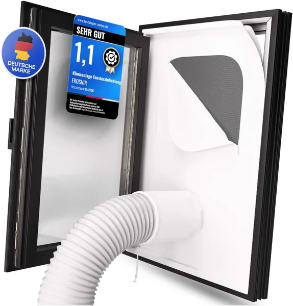 FROSNIR Fensterdichtungsset für Mobilklimaanlagen mit Abluftschlauch – Fensteradapter mit Neigefunktion [HeatProtect] – C