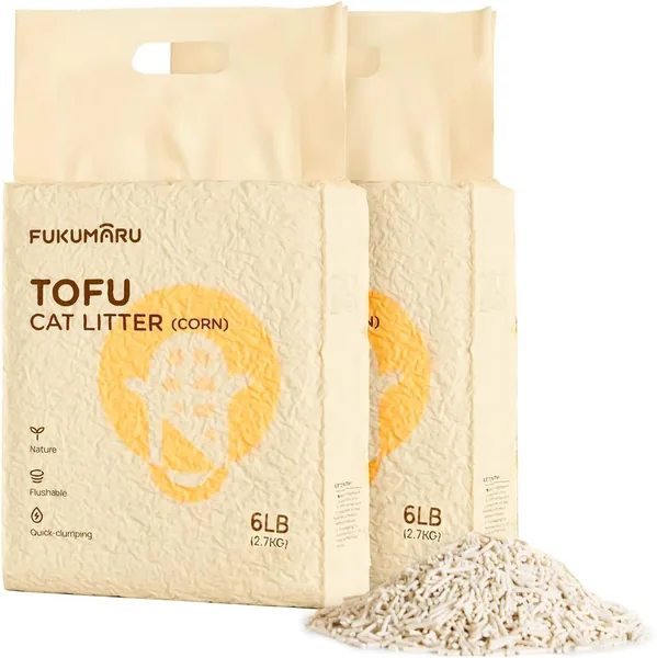 Fukimaru Tofu Żwirek dla Kotów 10,8 kg – Mieszany Pellet Kukurydziany – Bezpyłowy i Lekko Grudkowaty – Kontrola Zapachu – Nadaje