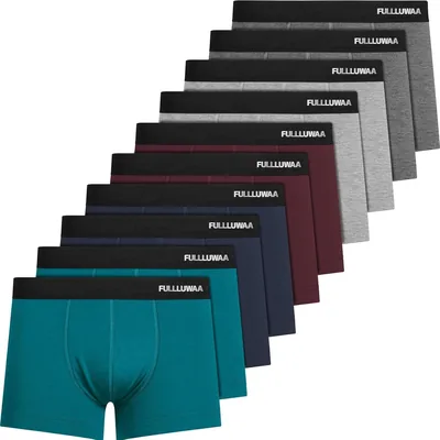 Fullluwaa Herren Boxershorts 10er Pack – Baumwolle, ohne Kratzer, atmungsaktiv und weich – Best Deal