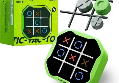 GiiKER Tic Tac Toe Bolt Game 3-in-1 Handheld Puzzle Console Green in Singapore