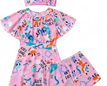 Free ad: Girls 3-in-1 Swimwear Set - One Piece Swimsuit with Skirt, Cap & Shorts, Ruffle Bathing Suit for Ages 2-10 in Bahrain. Girls 3-in-1 Swimwear Set - One Piece Swimsuit with Skirt, Cap & Shorts, Ruffle Bathing Suit for Ages 2-10 in Bahrain